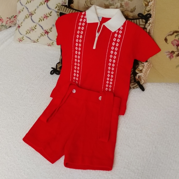 Vintage Other - 5/$20 SALE Red Creative Knits by Sternberg vintage suspenders 50s / 60s romper
